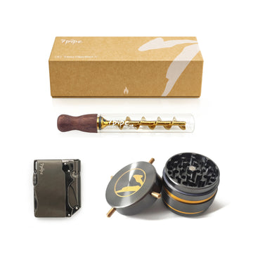 Twisty Glass Blunt Travel Bundle – Gen 2 Black Walnut, Grinder & Torch Lighter