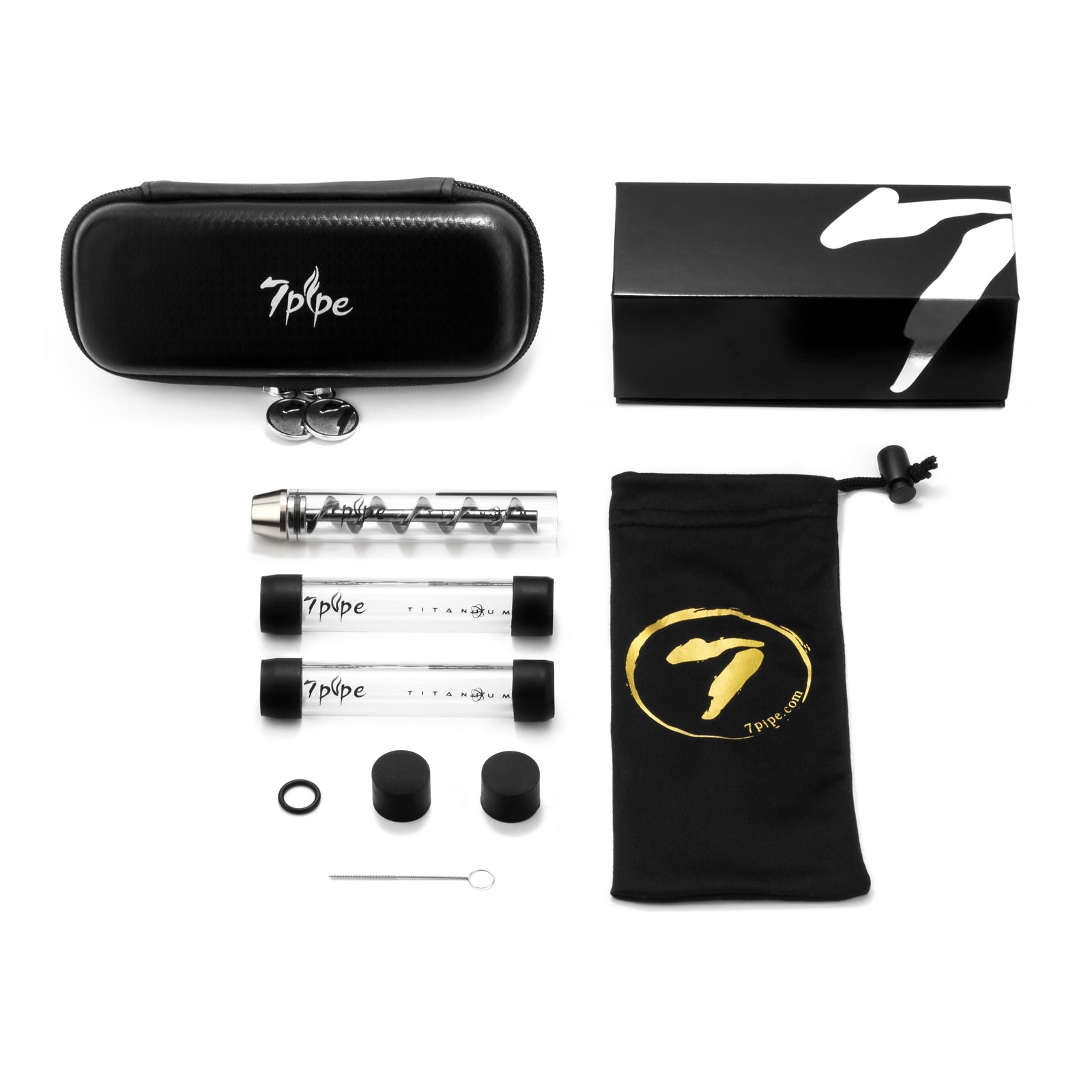 Twisty Glass Blunt Titanium Combo with glass tubes, carrying case and accessories